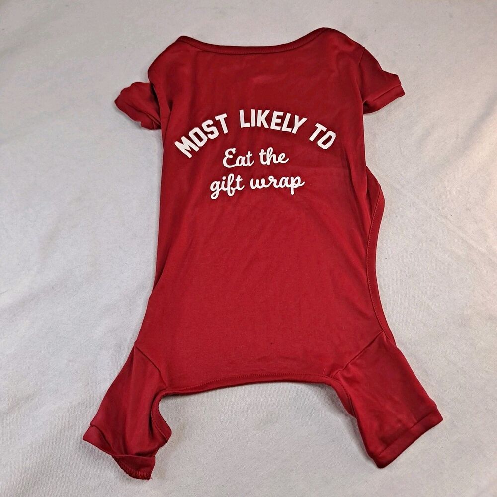 Magical Season Dog Pajamas Size S/M Christmas "Most Likely To Eat The Gift Wrap"